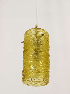 Mid-Century J.T. Kalmar Modernist Glass Tube Brass Pendant Lamp, Austria, 1950s