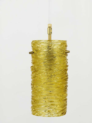 Mid-Century J.T. Kalmar Modernist Glass Tube Brass Pendant Lamp, Austria, 1950s