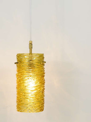 Mid-Century J.T. Kalmar Modernist Glass Tube Brass Pendant Lamp, Austria, 1950s