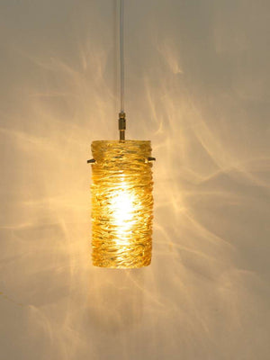 Mid-Century J.T. Kalmar Modernist Glass Tube Brass Pendant Lamp, Austria, 1950s