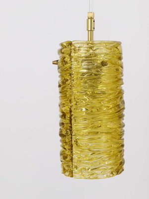 Mid-Century J.T. Kalmar Modernist Glass Tube Brass Pendant Lamp, Austria, 1950s