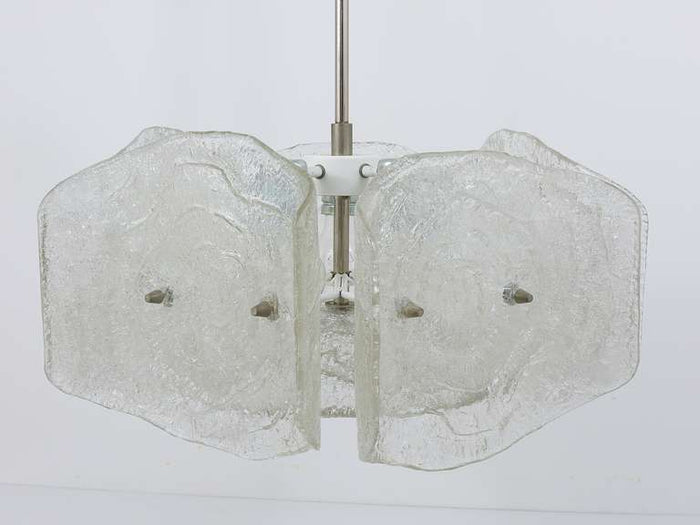 J. T. Kalmar Mid-Century Frosted Glass Chandelier, Austria, 1960s