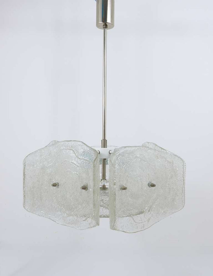 J. T. Kalmar Mid-Century Frosted Glass Chandelier, Austria, 1960s