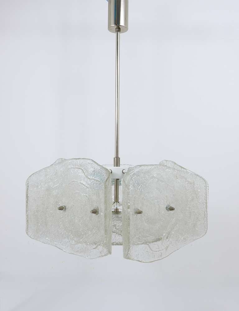 Lustre Mid-Century en verre dépoli de J.T. Kalmar, Autriche