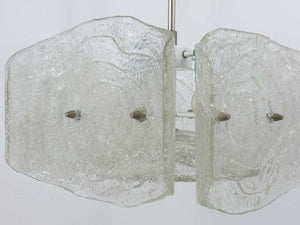 J. T. Kalmar Mid-Century Frosted Glass Chandelier, Austria, 1960s