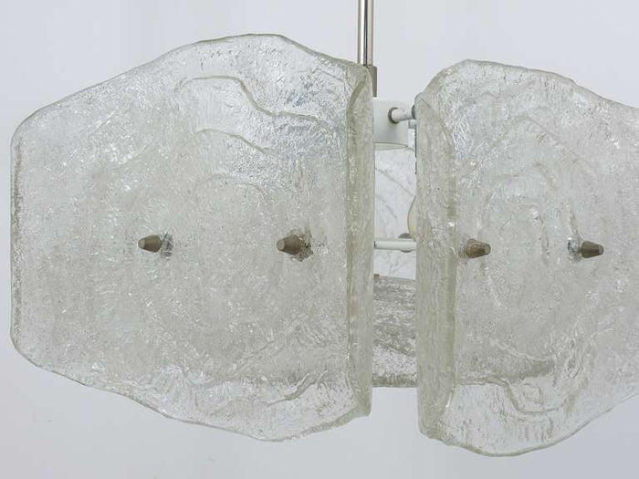 J. T. Kalmar Mid-Century Frosted Glass Chandelier, Austria, 1960s