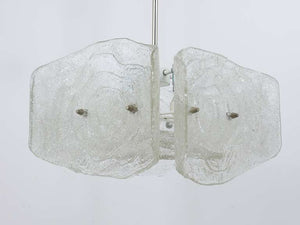J. T. Kalmar Mid-Century Frosted Glass Chandelier, Austria, 1960s