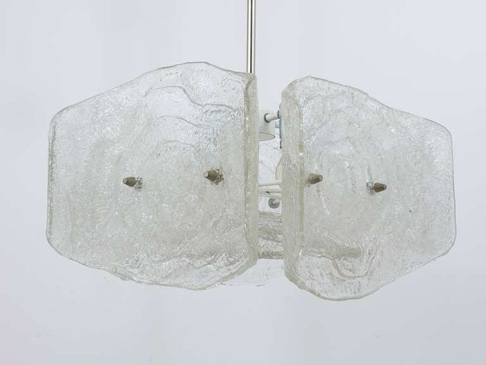 J. T. Kalmar Mid-Century Frosted Glass Chandelier, Austria, 1960s