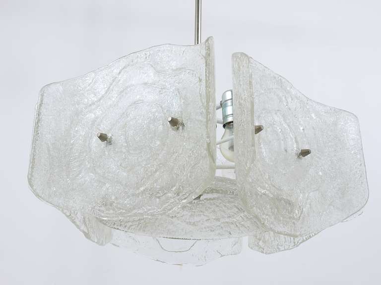 Lustre Mid-Century en verre dépoli de J.T. Kalmar, Autriche, années 1960