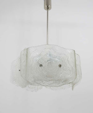 J. T. Kalmar Mid-Century Frosted Glass Chandelier, Austria, 1960s
