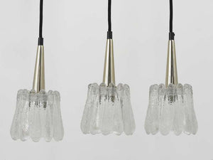 Carl Fagerlund Set of Three Glass Pendant Lights by Orrefors, Sweden, 1960s