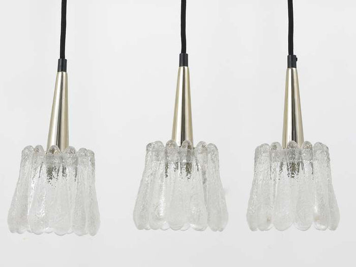 Carl Fagerlund Set of Three Glass Pendant Lights by Orrefors, Sweden, 1960s