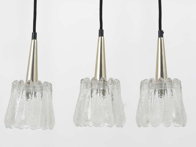 Ensemble de trois suspensions en verre par Carl Fagerlund pour Orrefors, Suède, années 1960