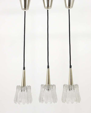 Carl Fagerlund Set of Three Glass Pendant Lights by Orrefors, Sweden, 1960s