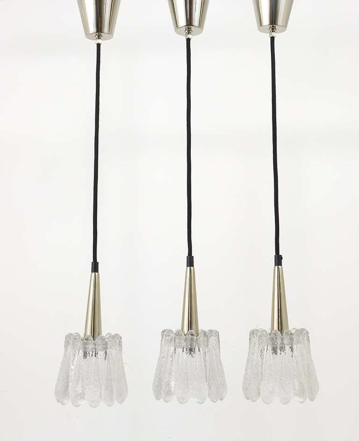 Carl Fagerlund Set of Three Glass Pendant Lights by Orrefors, Sweden, 1960s