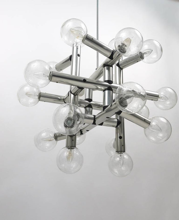 Up of 3 Identical J.T. Kalmar Atomic Ceiling Lamps Chandeliers, Austria, 1960s
