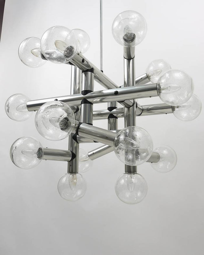 Up of 3 Identical J.T. Kalmar Atomic Ceiling Lamps Chandeliers, Austria, 1960s