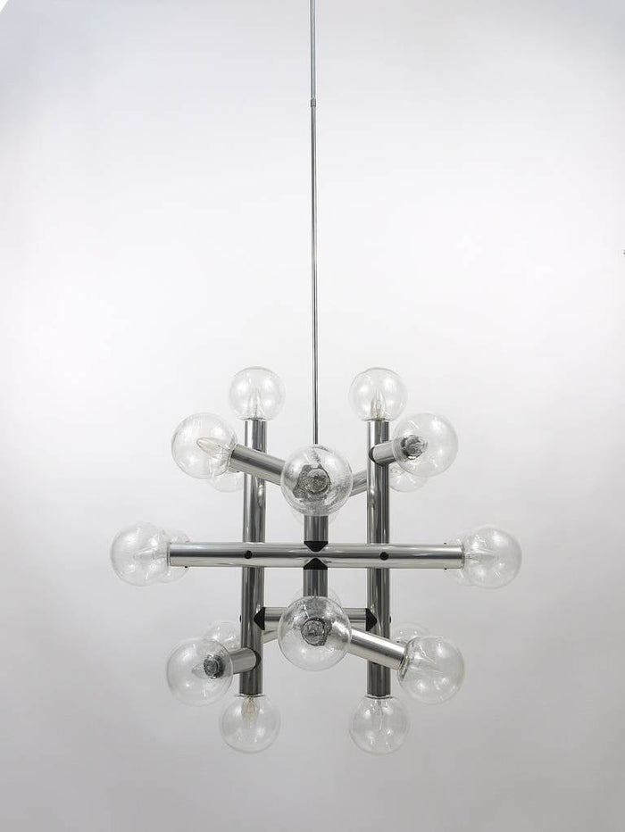 Up of 3 Identical J.T. Kalmar Atomic Ceiling Lamps Chandeliers, Austria, 1960s