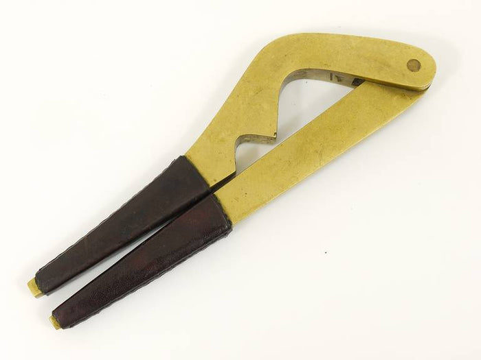 Carl Aubock Mid-Century Brass and Leather Nutcracker, Vienna, Austria, 1950s