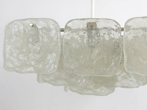 Huge J.T. Kalmar Square Chandelier with Frosted Ice Glass Panels, Austria, 1960s