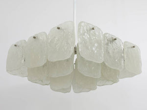 Huge J.T. Kalmar Square Chandelier with Frosted Ice Glass Panels, Austria, 1960s