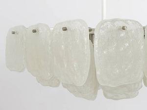 Huge J.T. Kalmar Square Chandelier with Frosted Ice Glass Panels, Austria, 1960s