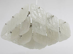 Huge J.T. Kalmar Square Chandelier with Frosted Ice Glass Panels, Austria, 1960s