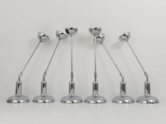 Gino Sarfatti Style 4 Adjustable Pendant Lamps, Gebr. Cosack, Germany, 1970s