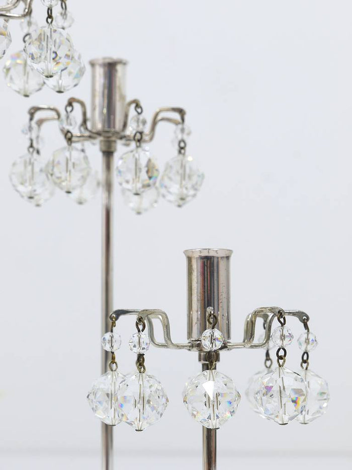 Lobmeyr Silver Plated Candleholder, Faceted Swarovski Crystals, Austria, 1960s