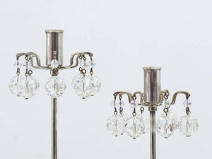 Lobmeyr Silver Plated Candleholder, Faceted Swarovski Crystals, Austria, 1960s