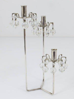 Lobmeyr Silver Plated Candleholder, Faceted Swarovski Crystals, Austria, 1960s
