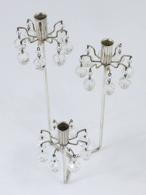 Lobmeyr Silver Plated Candleholder, Faceted Swarovski Crystals, Austria, 1960s