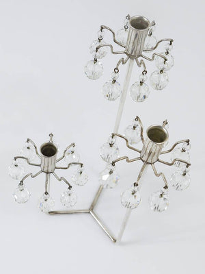 Lobmeyr Silver Plated Candleholder, Faceted Swarovski Crystals, Austria, 1960s