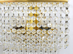 Coppia di applique Lobmeyr quadrate in ottone dorato con cristalli tagliati a mano, anni 1970