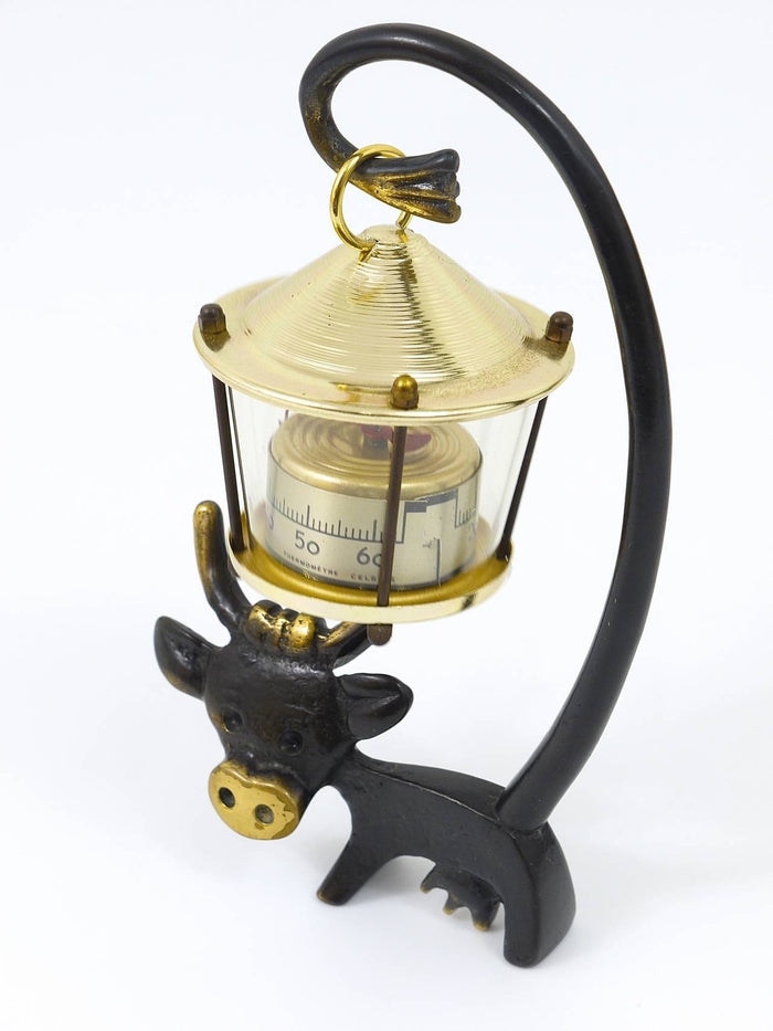 Walter Bosse Cow Figurine Table Thermometer by Herta Baller, Austria, 1950s