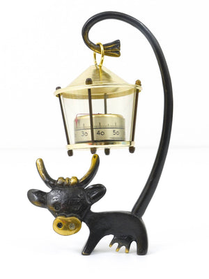 Walter Bosse Cow Figurine Table Thermometer by Herta Baller, Austria, 1950s