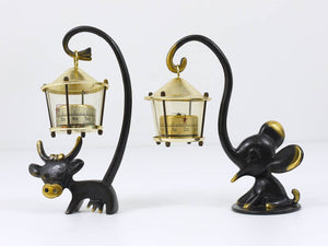 Walter Bosse Cow Figurine Table Thermometer by Herta Baller, Austria, 1950s