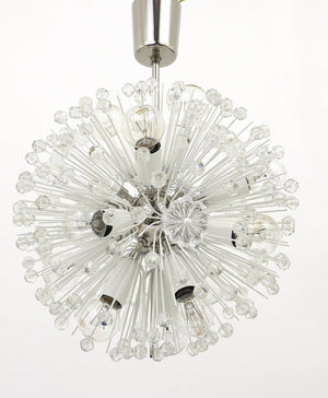 Emil Stejnar Nickel-Plated Dandelion Sputnik Blowball Chandelier, Rupert Nikoll