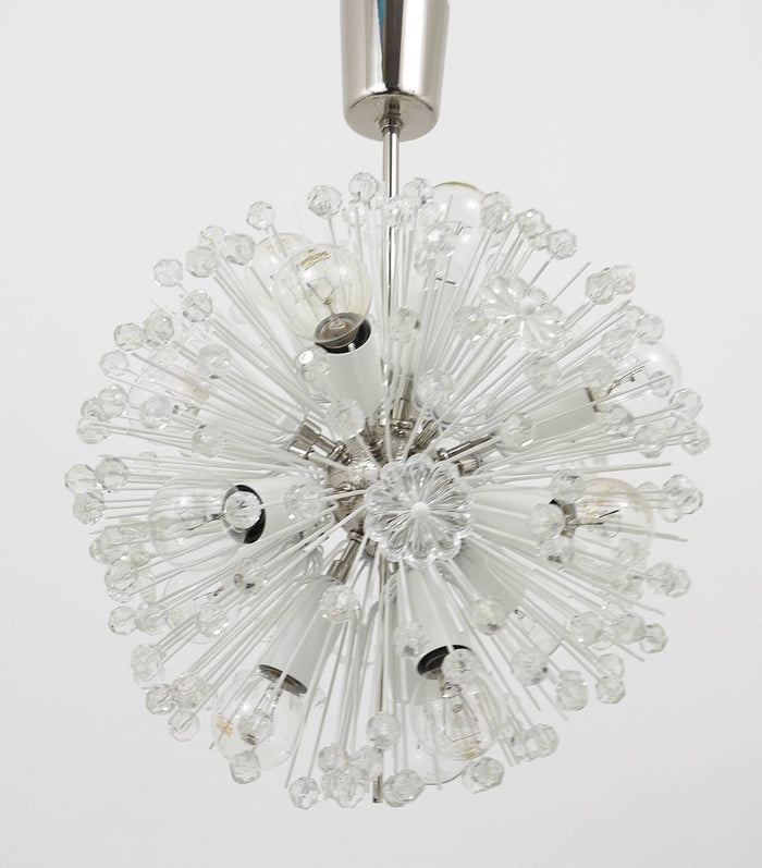 Emil Stejnar Nickel-Plated Dandelion Sputnik Blowball Chandelier, Rupert Nikoll