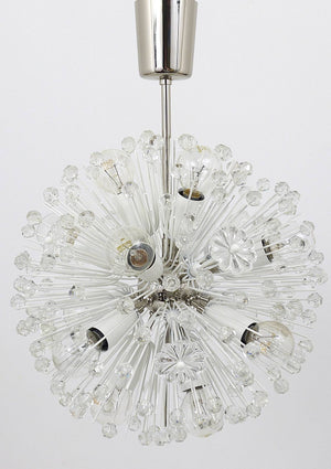 Emil Stejnar Nickel-Plated Dandelion Sputnik Blowball Chandelier, Rupert Nikoll