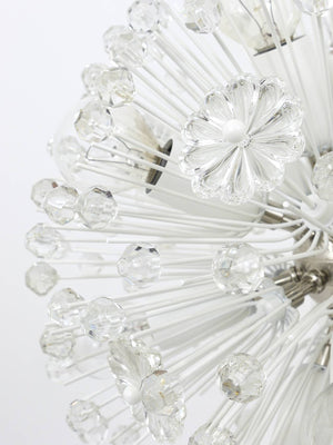 Emil Stejnar Nickel-Plated Dandelion Sputnik Blowball Chandelier, Rupert Nikoll