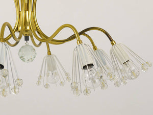 Floral Emil Stejnar Modernist Brass Chandelier, Rupert Nikoll, Austria, 1950s