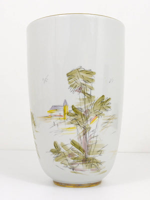 Huge Hutschenreuther Handpainted Midcentury Porcelain Vase, Selb, Germany, 1950s