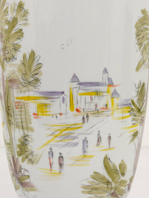 Huge Hutschenreuther Handpainted Midcentury Porcelain Vase, Selb, Germany, 1950s