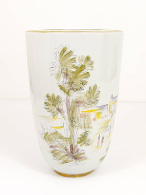 Huge Hutschenreuther Handpainted Midcentury Porcelain Vase, Selb, Germany, 1950s