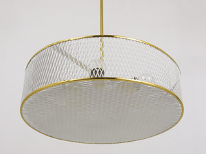 Lampadario a sospensione in ottone Mid-Century nello stile di Mathieu Matégot, Francia, anni 1950