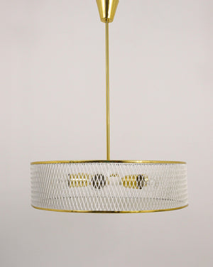 Lampadario a sospensione in ottone Mid-Century nello stile di Mathieu Matégot, Francia, anni 1950