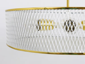 Lampadario a sospensione in ottone Mid-Century nello stile di Mathieu Matégot, Francia, anni 1950