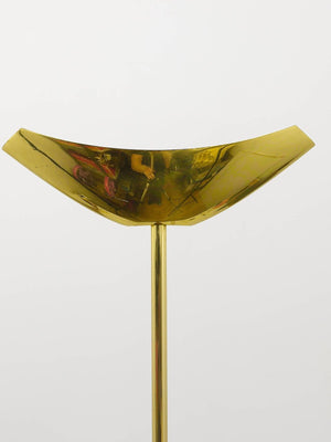 Rodolfo Dordoni Postmodern Brass & Wood Uplight Floor Lamp, Italy, 1980s