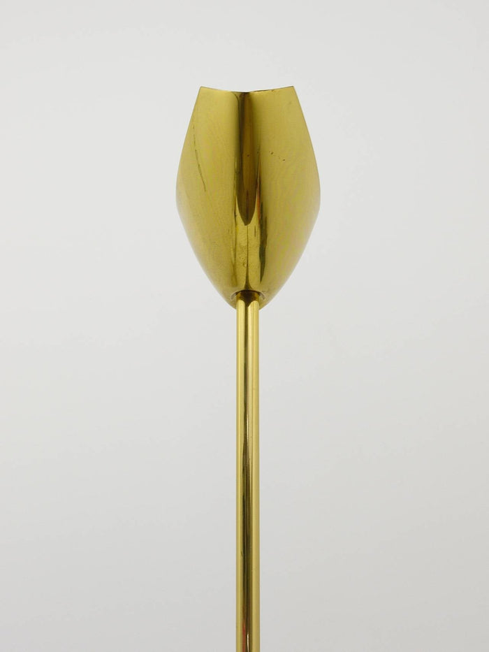 Rodolfo Dordoni Postmodern Brass & Wood Uplight Floor Lamp, Italy, 1980s